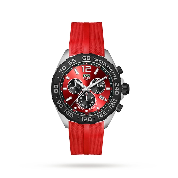 TAG Heuer Formula 1 Quartz Chronograph 200M 43mm Mens Watch Red Rubber