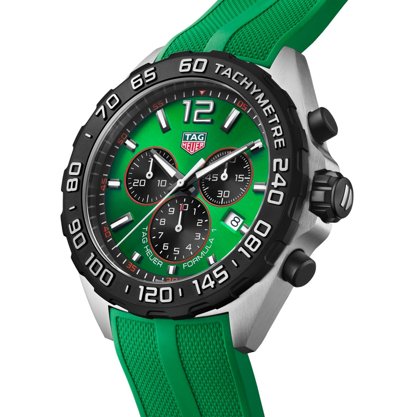TAG Heuer Formula 1 Quartz Chronograph 200M 43mm Mens Watch Green Rubber