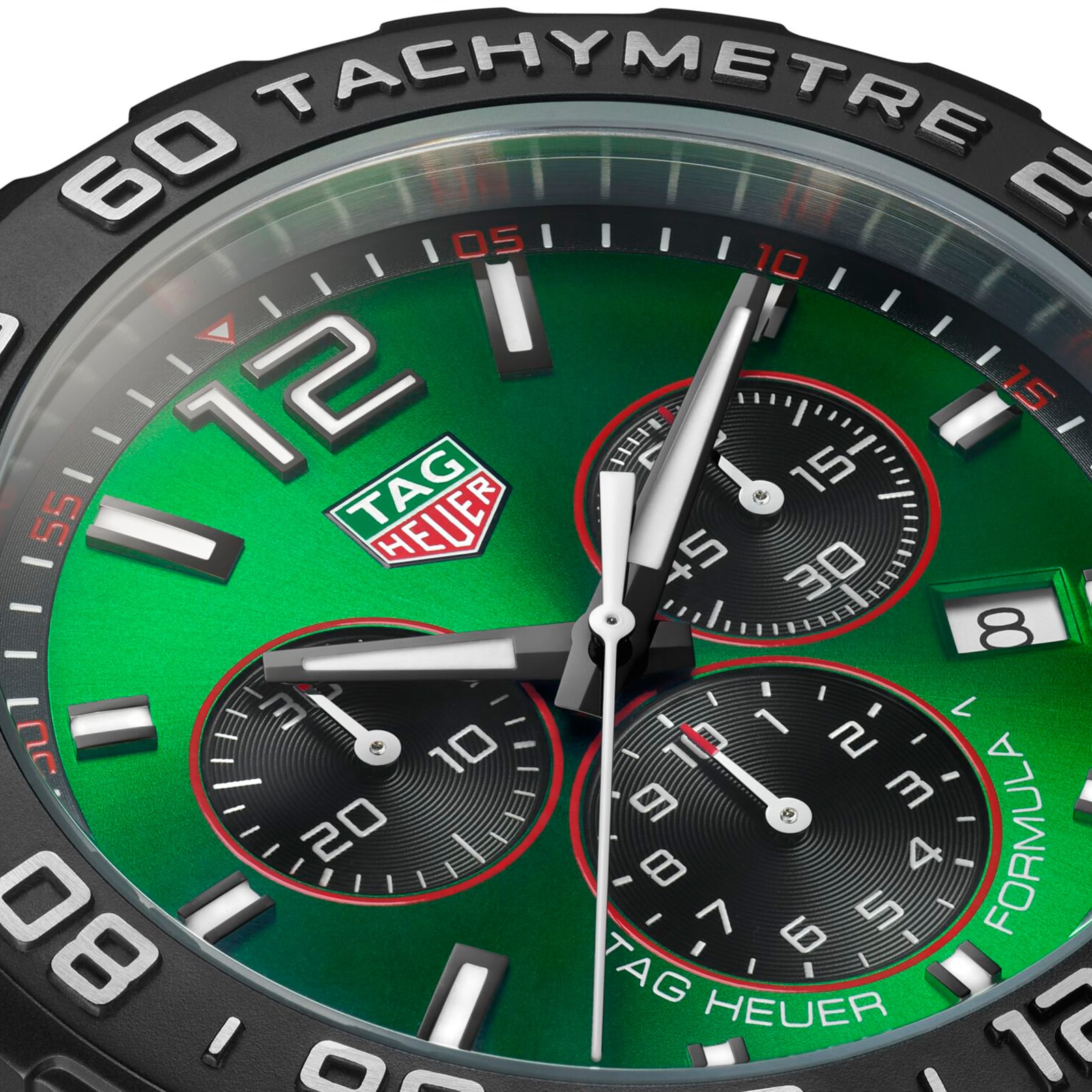 TAG Heuer Formula 1 Quartz Chronograph 200M 43mm Mens Watch Green Rubber