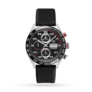 Tag Heuer Carrera Chronograph Day-Date Black Dial Rubber Strap Men's Watch  CBN2A1AA.FT6228