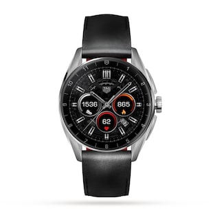 TAG Heuer Connected Calibre E4 42mm - 2022 - Steel Case (SBR80 42mm) - Black Leather Strap Smart Watch