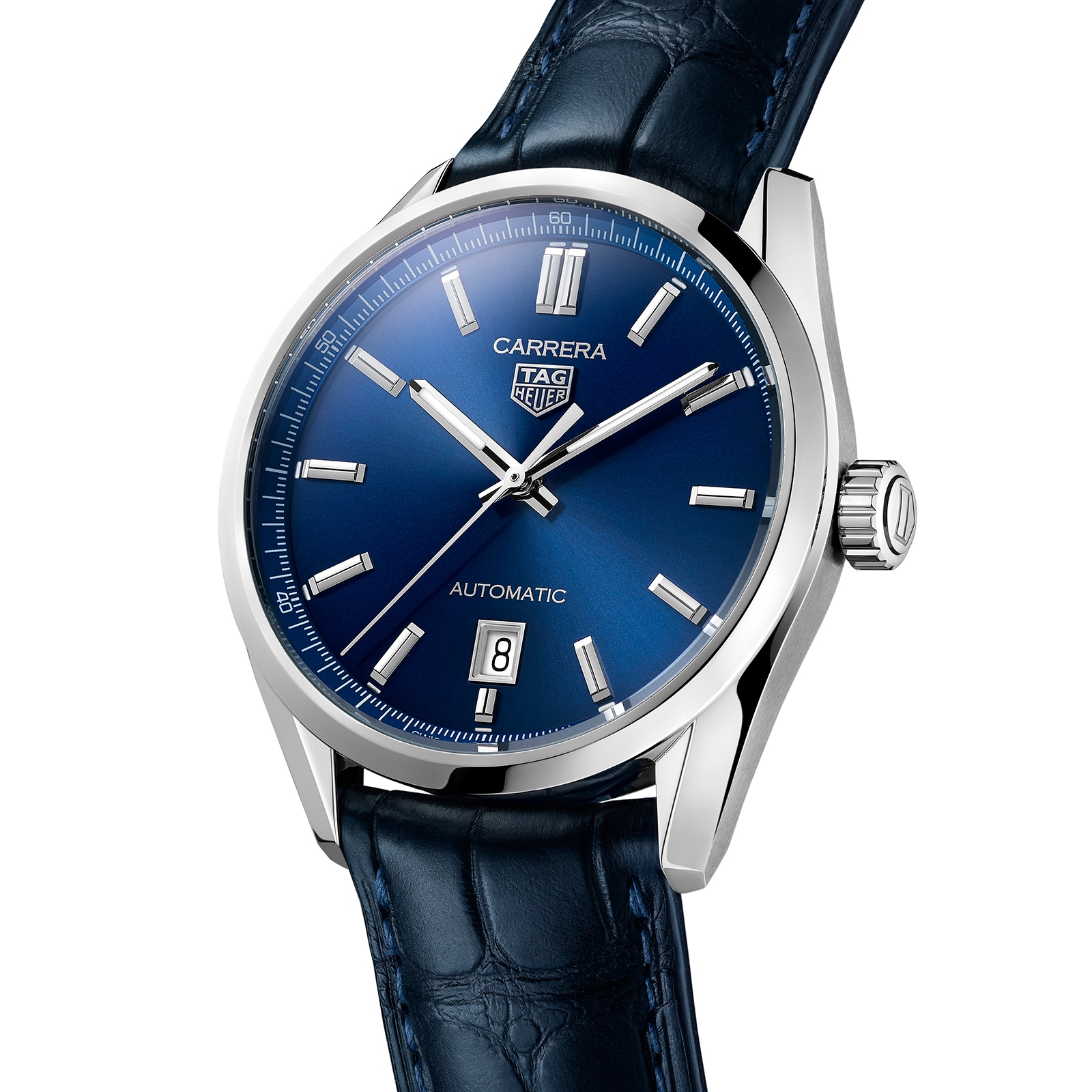 Tag heuer carrera blue dial stainless sale steel men's watch