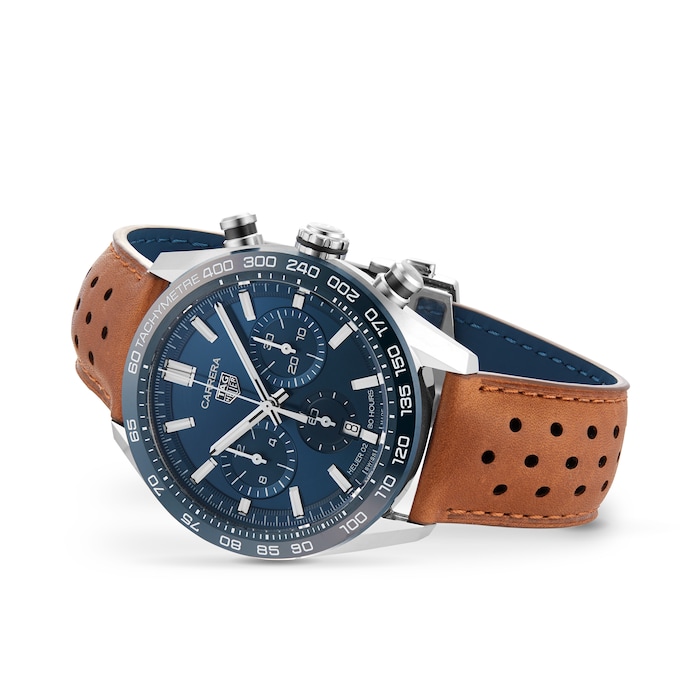 Tag Heuer Carrera Chronograph Automatic Blue Dial Leather Strap Men's Watch Cbn2a1a.fc6537, Size: One Size