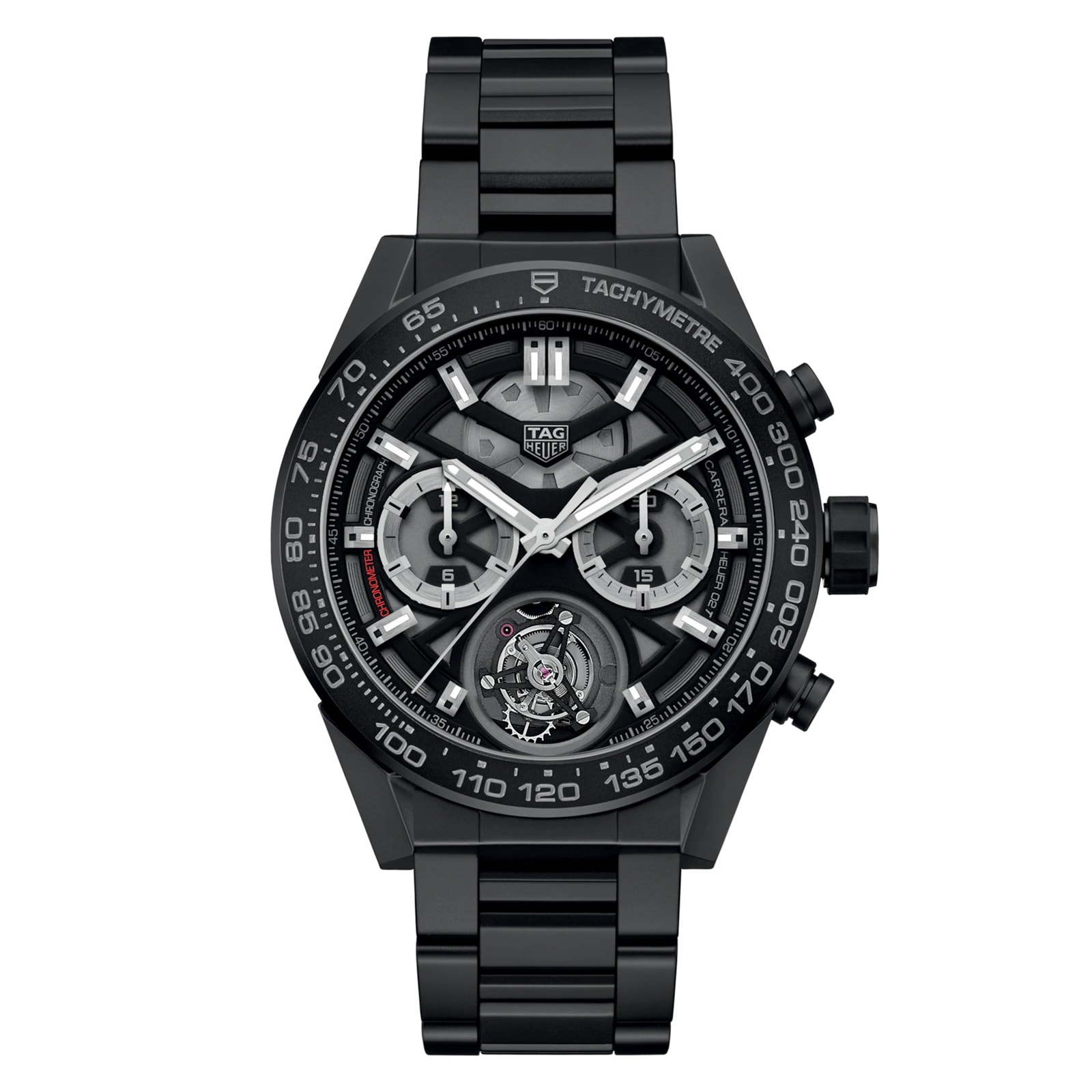 TAG Heuer Carrera Chronograph Tourbillon 45mm Mens Watch Black