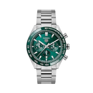 TAG Heuer Carrera Chronograph 44mm Mens Watch Green Stainless Steel