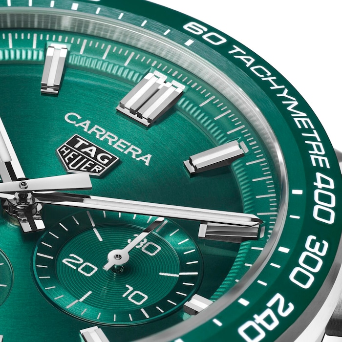 TAG Heuer Carrera Chronograph 44mm Mens Watch Green Stainless Steel