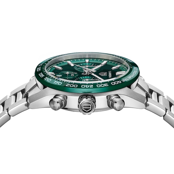 TAG Heuer Carrera Chronograph 44mm Mens Watch Green Stainless Steel