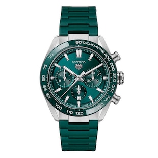 TAG Heuer Carrera Chronograph 44mm Mens Watch Green Rubber