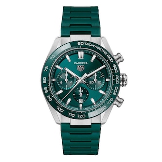 TAG Heuer Carrera Chronograph 44mm Mens Watch Green Rubber TAG Heuer Carrera Chronograph 44mm Mens Watch Green Rubber