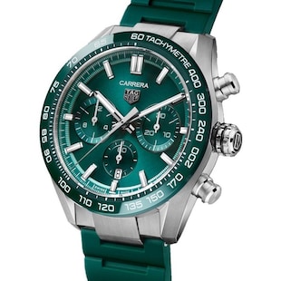 TAG Heuer Carrera Chronograph 44mm Mens Watch Green Rubber