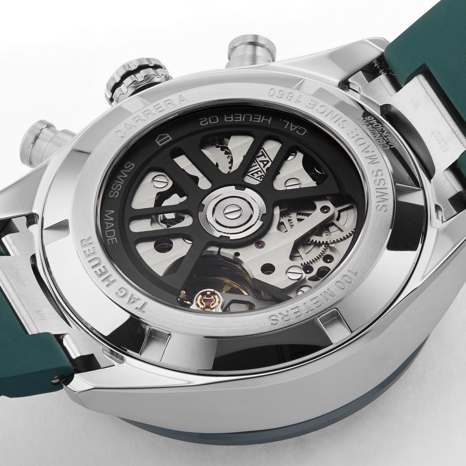 TAG Heuer Carrera Chronograph 44mm Mens Watch Green Rubber