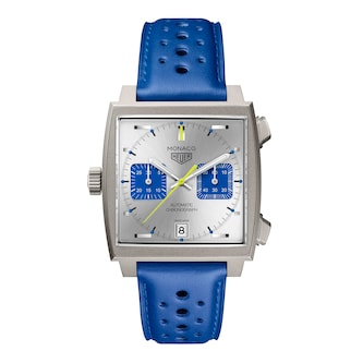 TAG Heuer Monaco Chronograph Racing Blue Limited Edition 39mm Mens Watch Silver