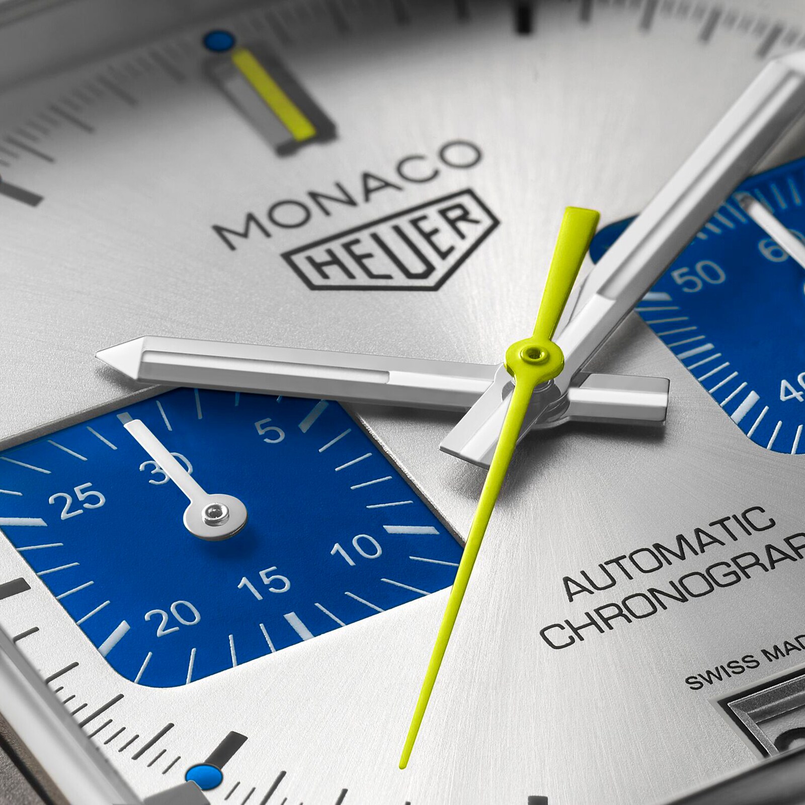 TAG Heuer Monaco Chronograph Racing Blue Limited Edition 39mm Mens Watch Silver