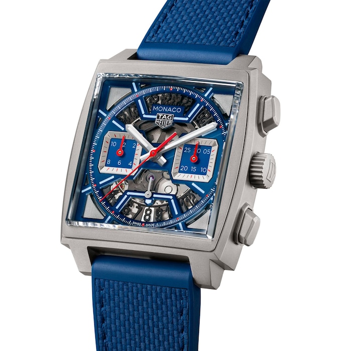 TAG Heuer Monaco Chronograph 39mm Mens Watch Titanium Blue