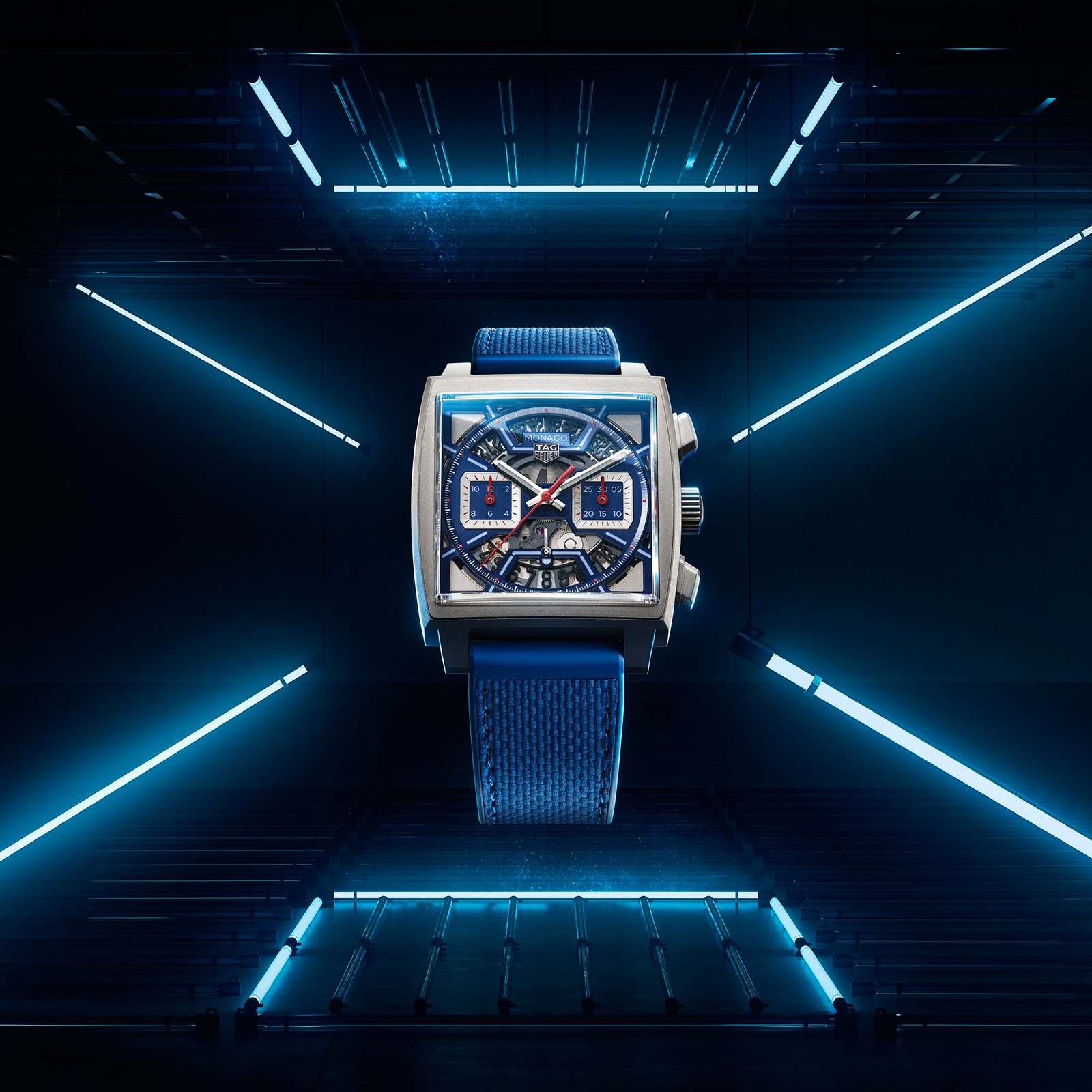 TAG Heuer Monaco Chronograph 39mm Mens Watch Titanium Blue
