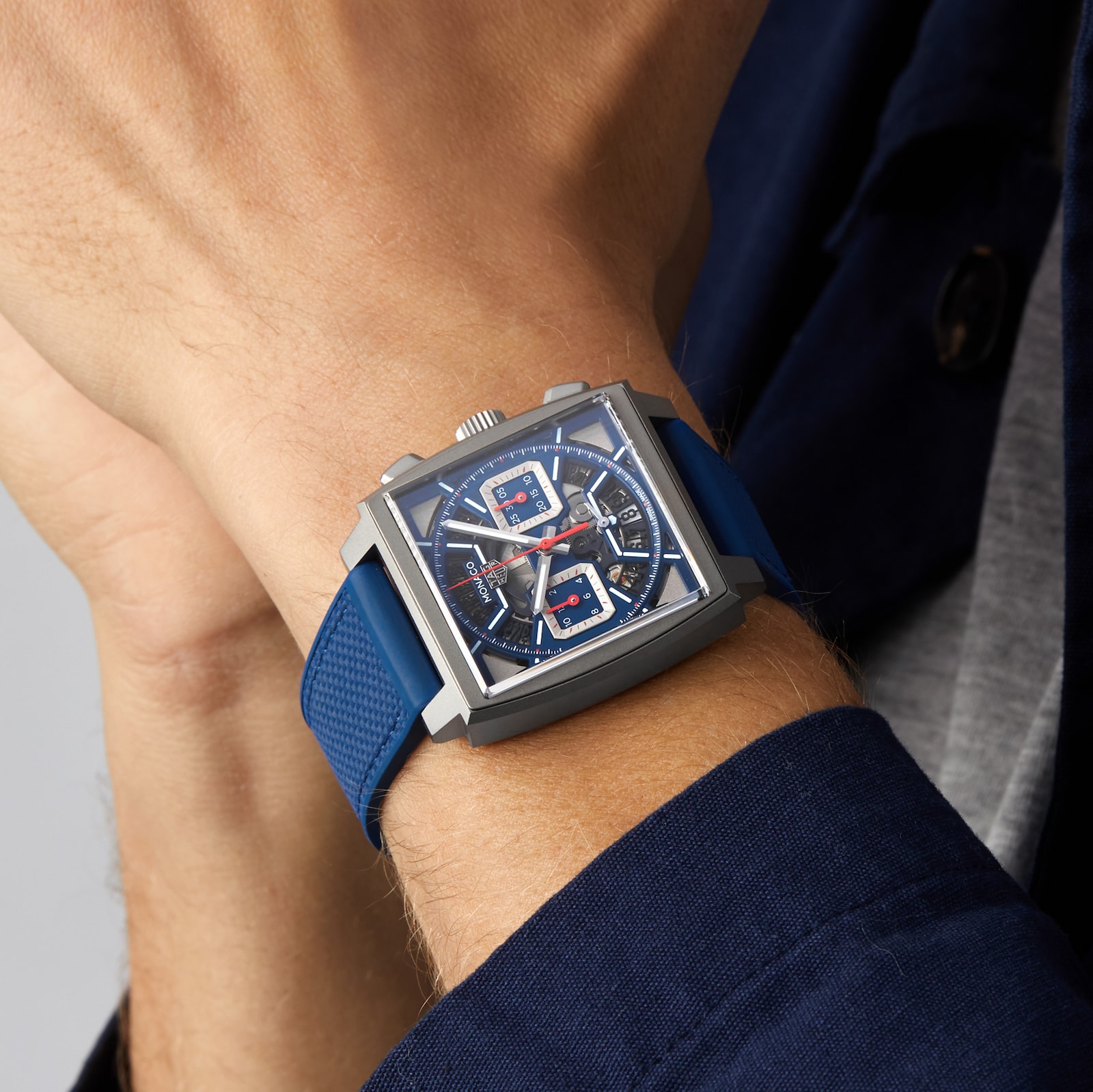 TAG Heuer Monaco Chronograph 39mm Mens Watch Titanium Blue