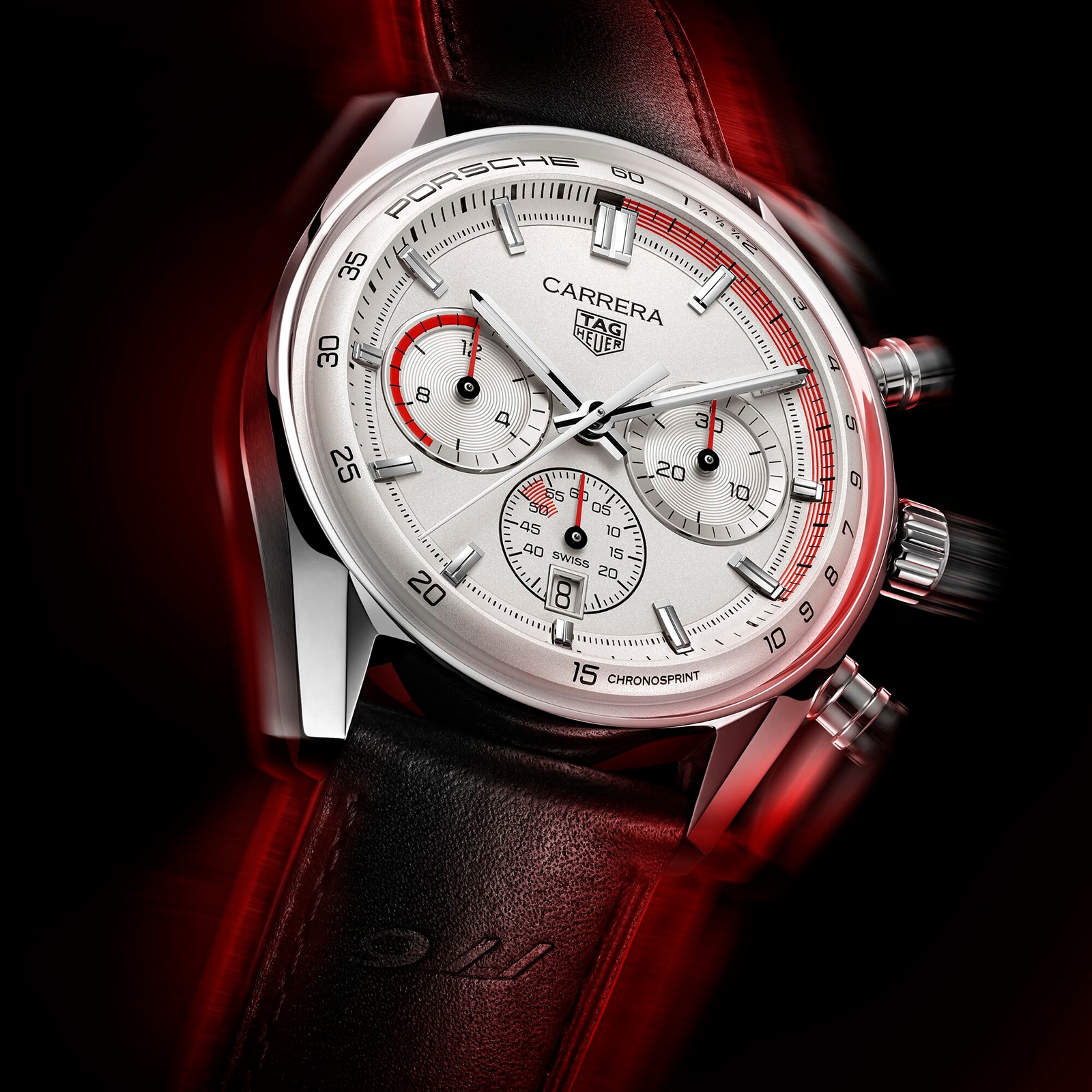 TAG Heuer Carrera Chronosprint X Porsche Special Edition 42mm Mens Watch Silver