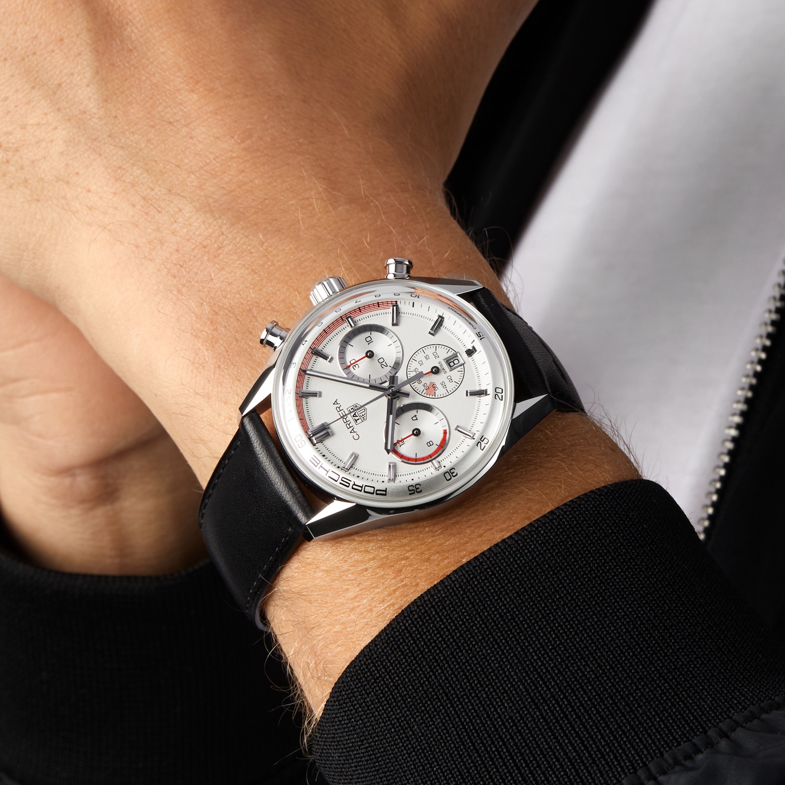 TAG Heuer Carrera Chronosprint X Porsche Special Edition 42mm Mens Watch Silver