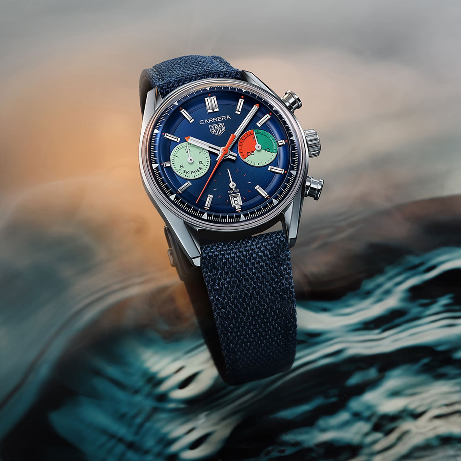 TAG Heuer Carrera Chronograph Skipper 39mm Mens Watch Blue