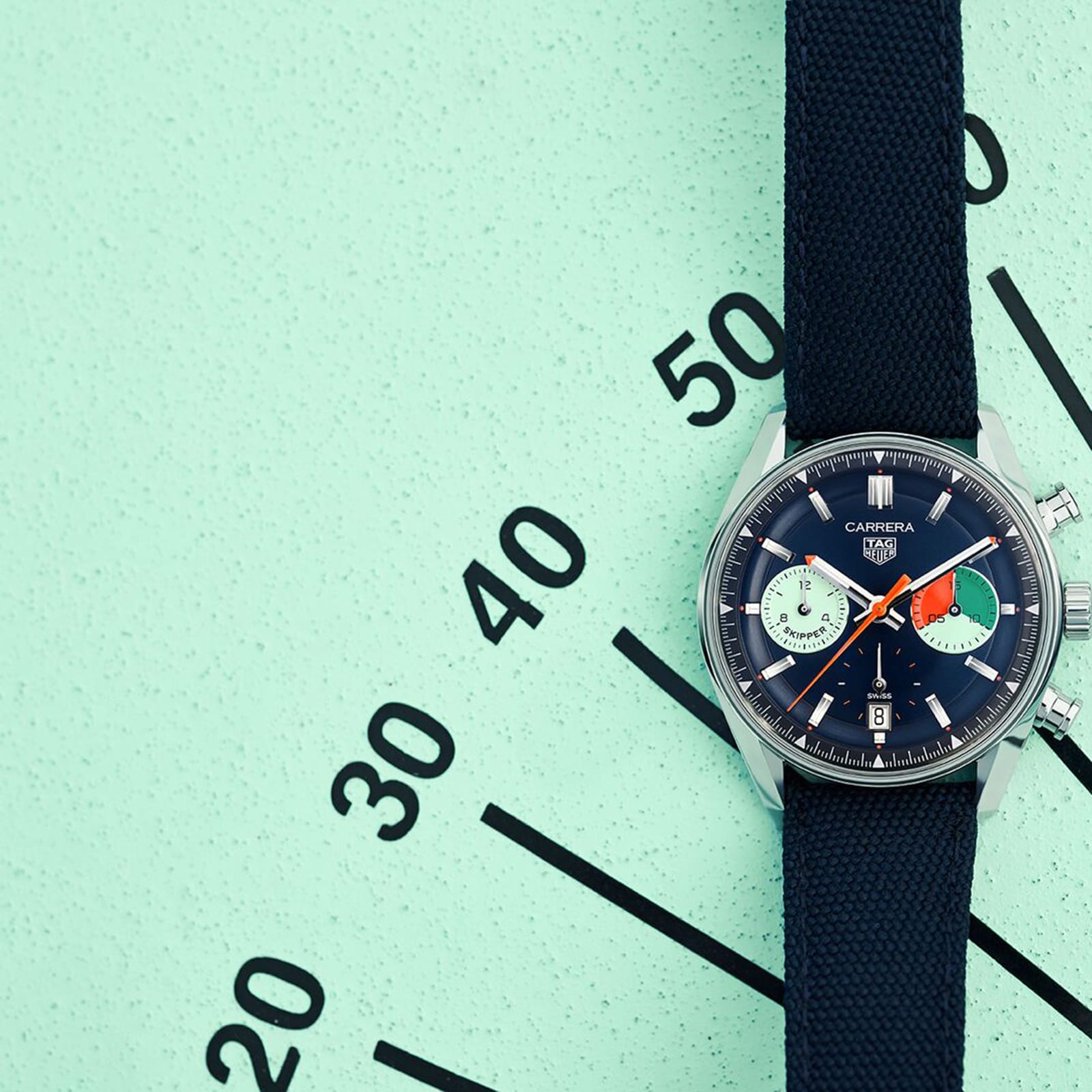 TAG Heuer Carrera Chronograph Skipper 39mm Mens Watch Blue