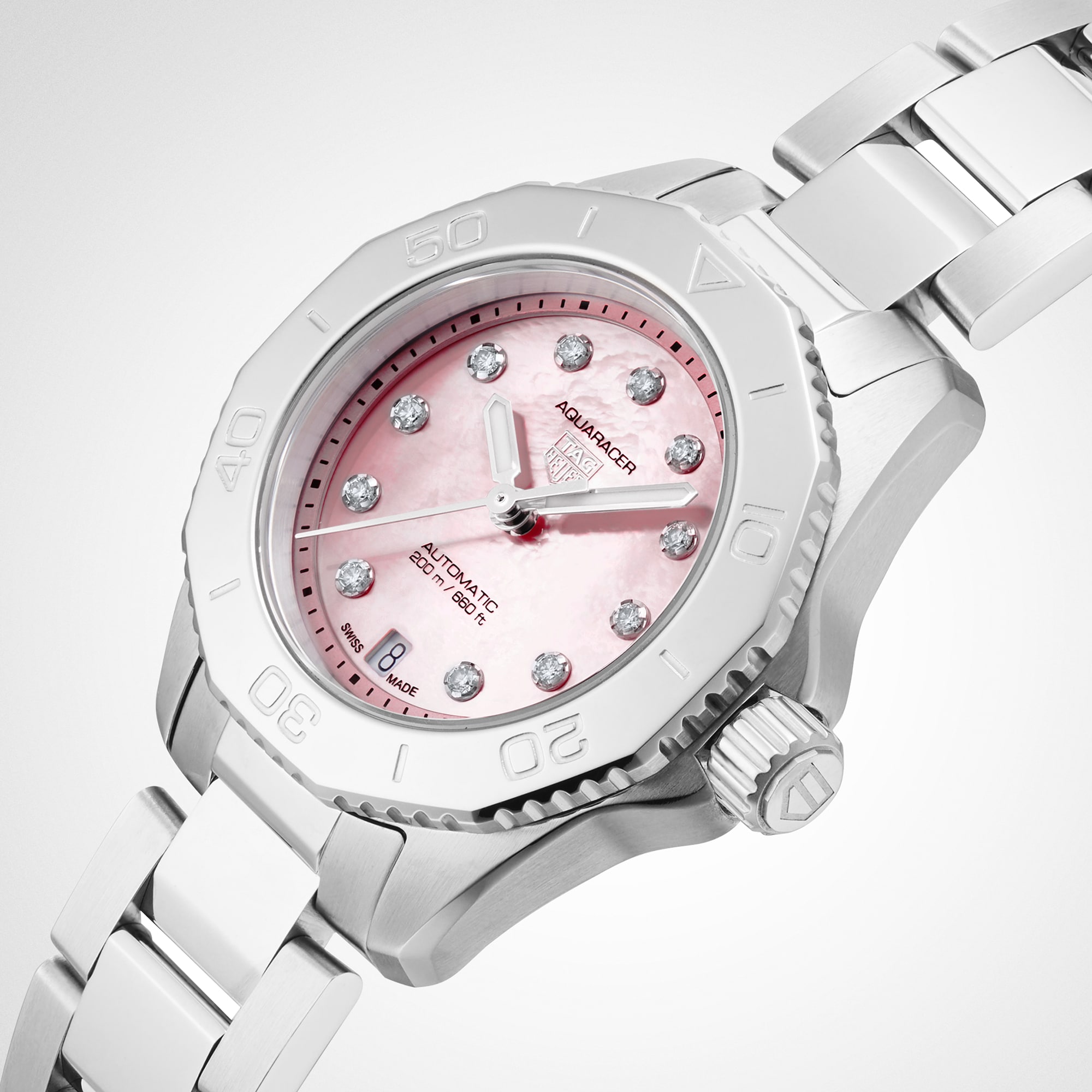 TAG Heuer Aquaracer 30mm Ladies Watch Strawberry Pink The Watches Of Switzerland Group Exclusive WBP2416.BA0622 Watches Of Switzerland UK