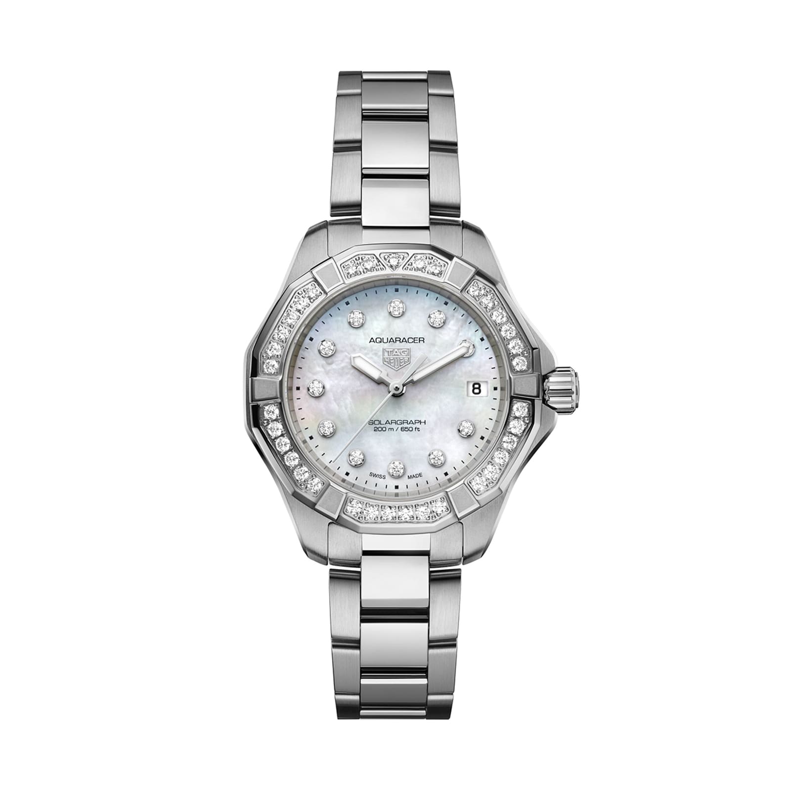 TAG Heuer Aquaracer Professional 200 Solargraph 34mm Ladies Watch Mother Of Pearl Diamonds TAG Heuer Aquaracer Professional 200 Solargraph 34mm Ladies Watch Mother Of Pearl Diamonds
