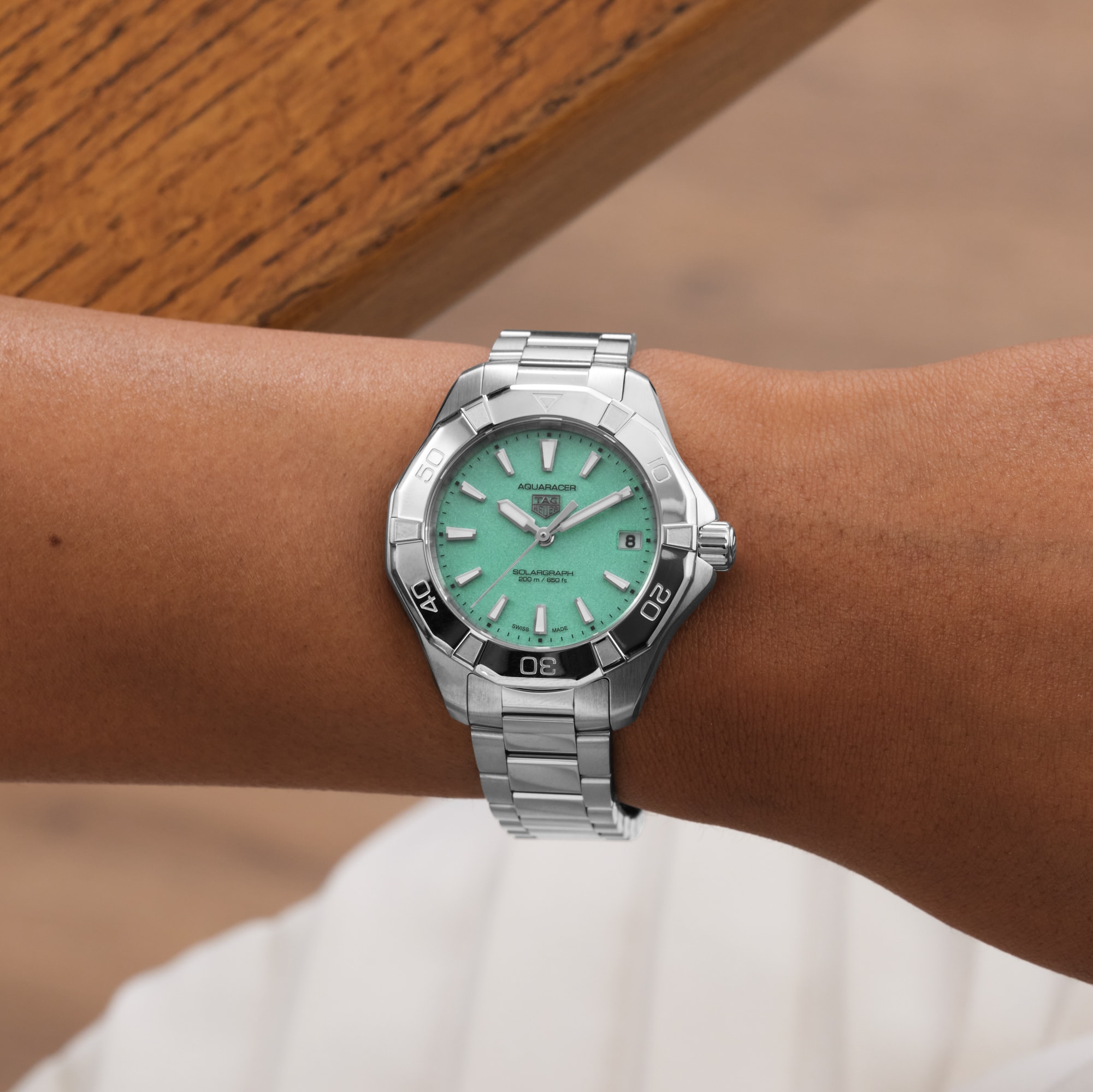 TAG Heuer Aquaracer Professional 200 Solargraph 34mm Ladies Watch Turquoise