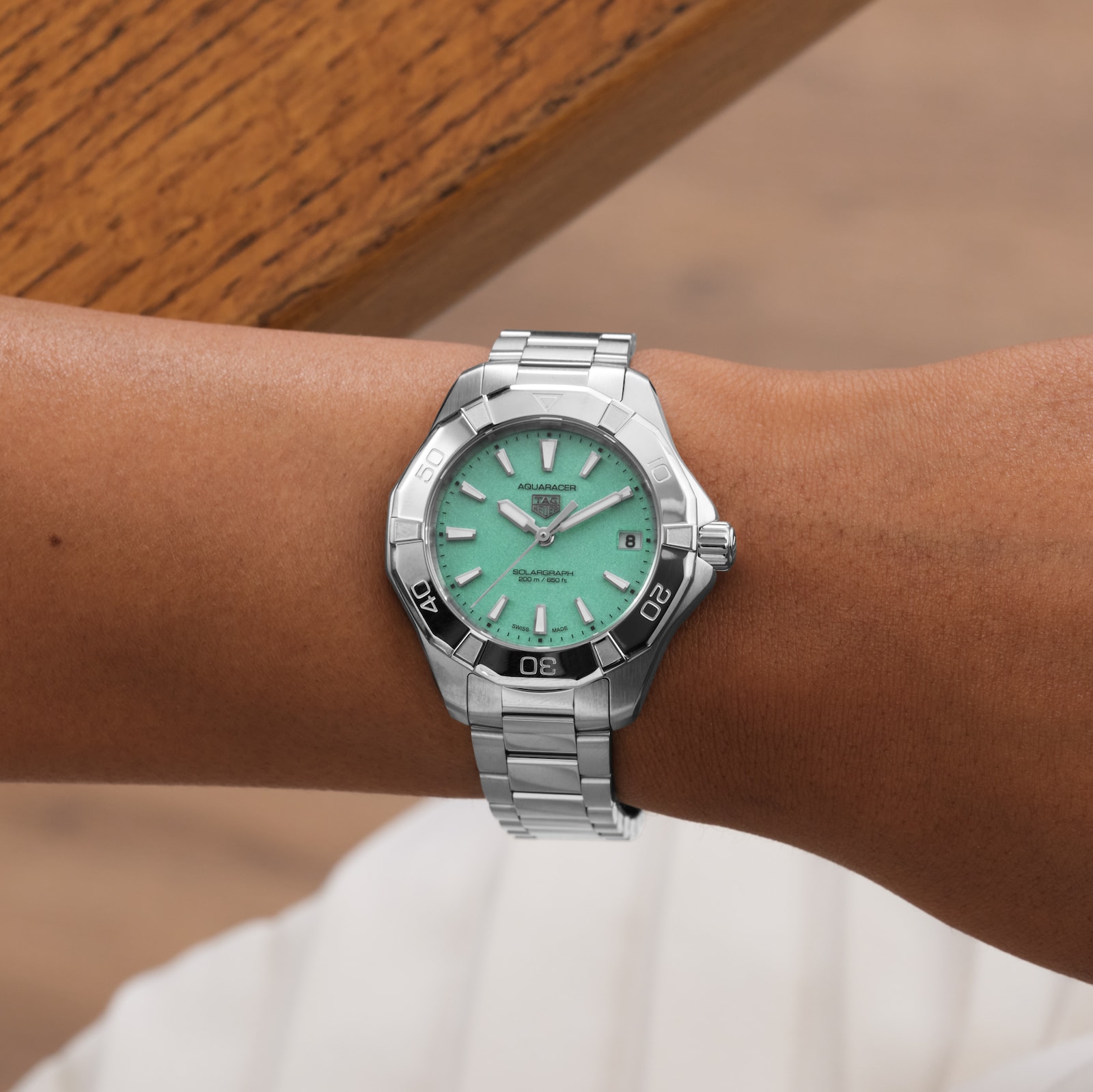 TAG Heuer Aquaracer Professional 200 Solargraph 34mm Ladies Watch Turquoise