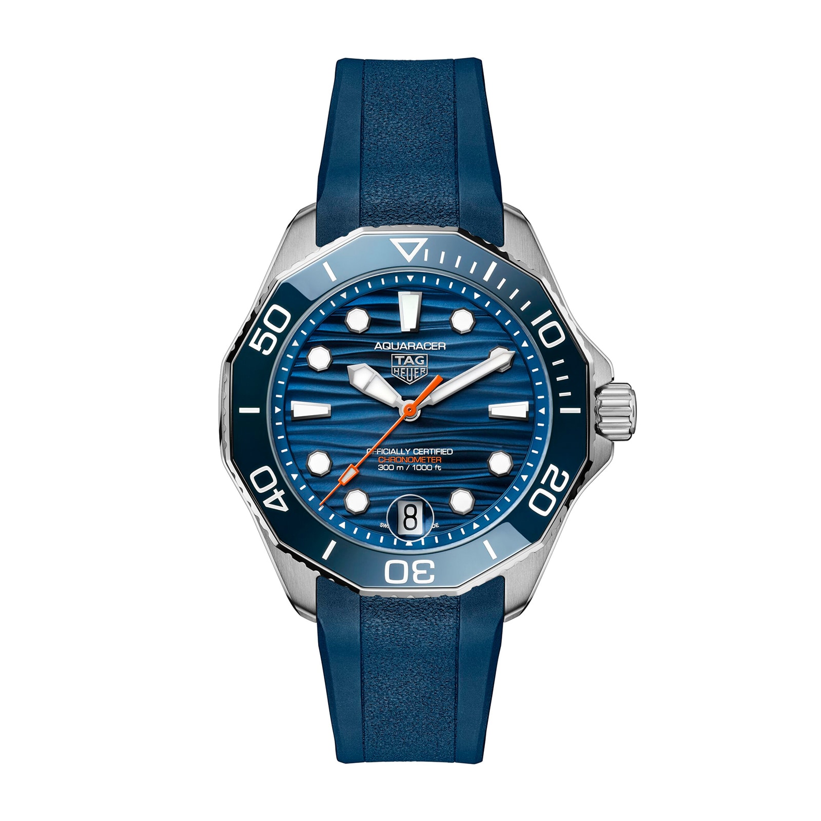 TAG Heuer Aquaracer Professional 300 Date 42mm Mens Watch Blue Rubber WBP5111.FT6259 Watches Of Switzerland UK