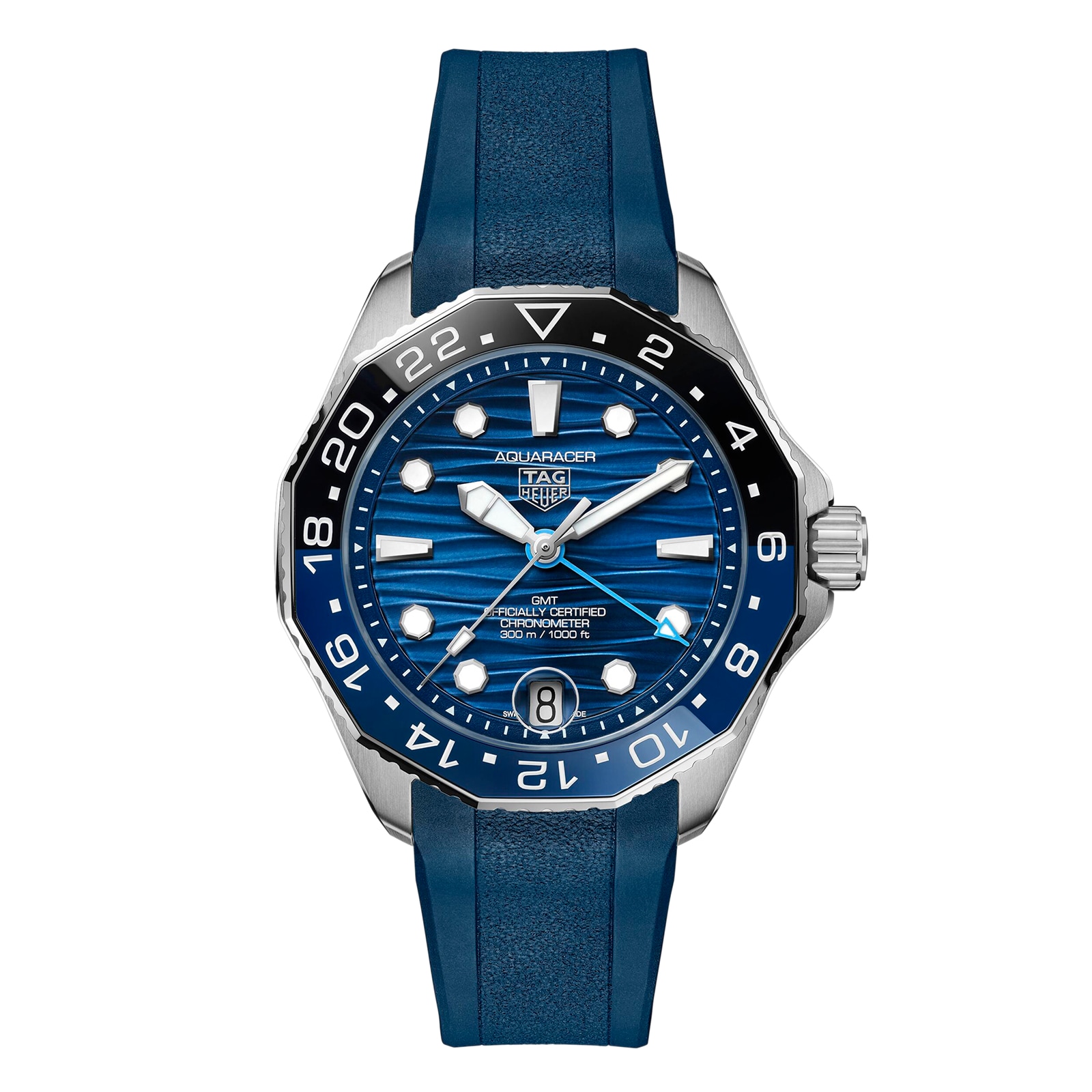 TAG Heuer Aquaracer Professional 300 GMT 42mm Mens Watch Blue Rubber