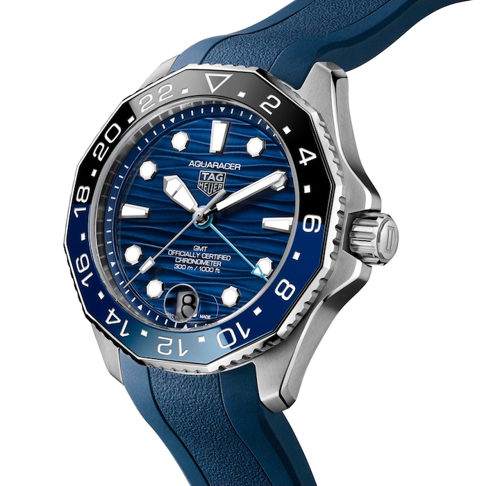 TAG Heuer Aquaracer Professional 300 GMT 42mm Mens Watch Blue Rubber