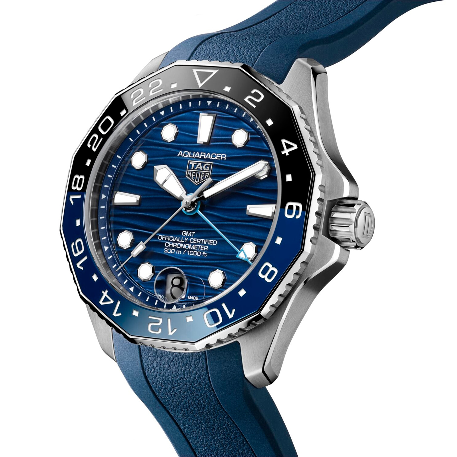 TAG Heuer Aquaracer Professional 300 GMT 42mm Mens Watch Blue Rubber