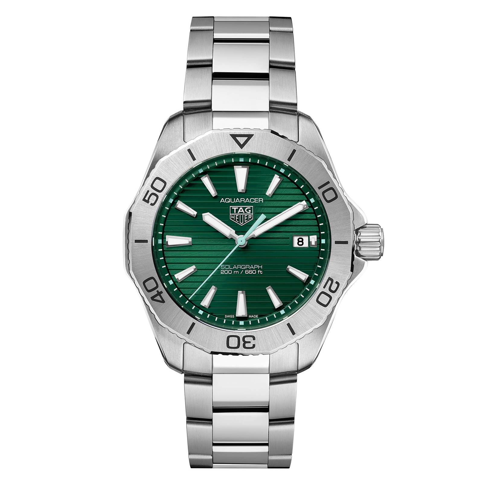 TAG Heuer Aquaracer Professional 200 Solargraph 40mm Mens Watch Green WBP1115.BA0000 Watches Of Switzerland US