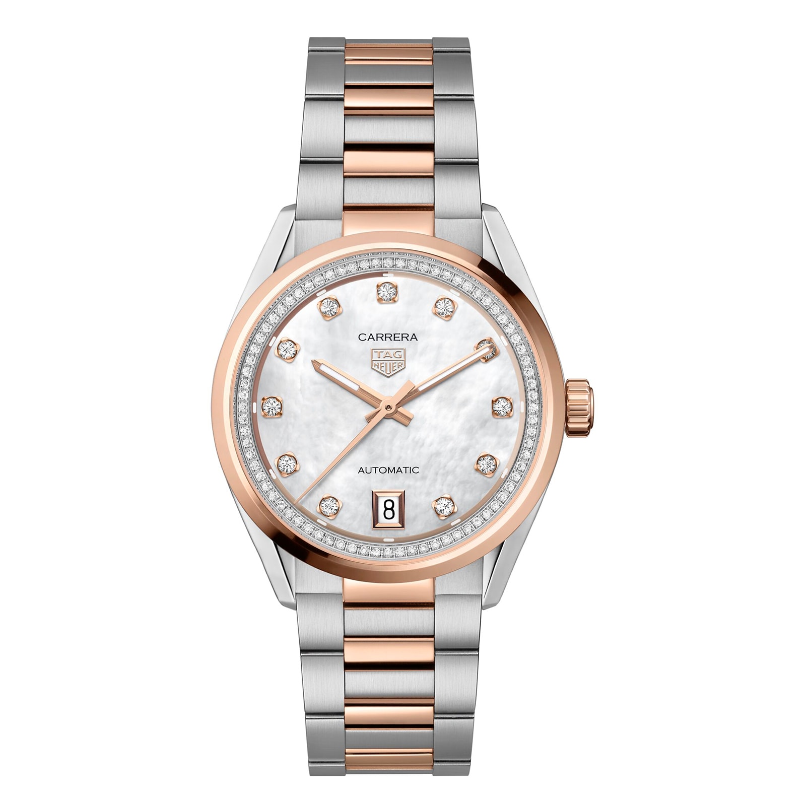 TAG Heuer Carrera Date 36mm Ladies Watch Mother Of Pearl Diamond 