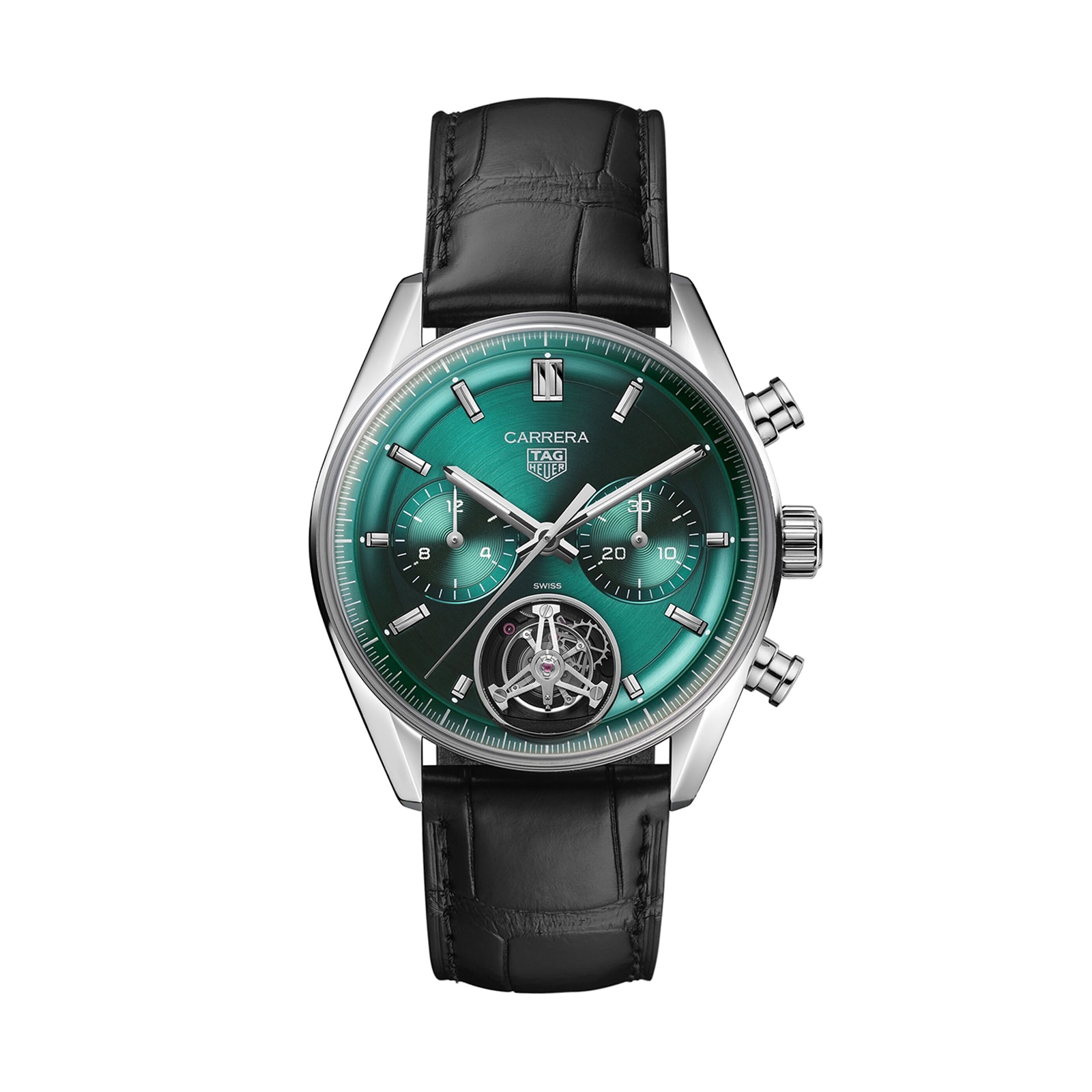 TAG Heuer Carrera Chronograph Tourbillon 42mm Mens Watch Green