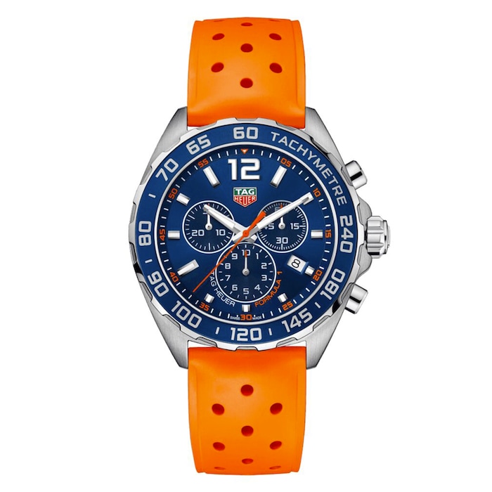 TAG Heuer Formula 1 Chronograph 43mm Mens Watch Orange Rubber Strap