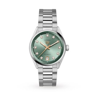 TAG Heuer Carrera Date 36mm Ladies Watch Green Diamond Dot