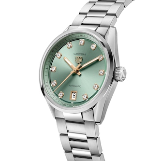 TAG Heuer Carrera Date 36mm Ladies Watch Green Diamond Dot TAG Heuer Carrera Date 36mm Ladies Watch Green Diamond Dot