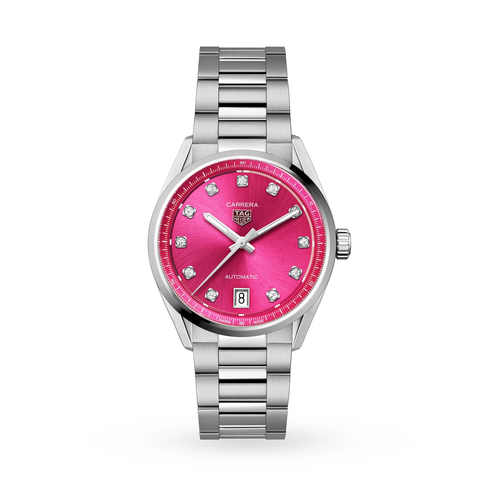 TAG Heuer Carrera Date 36mm Ladies Watch Pink Diamond Dot