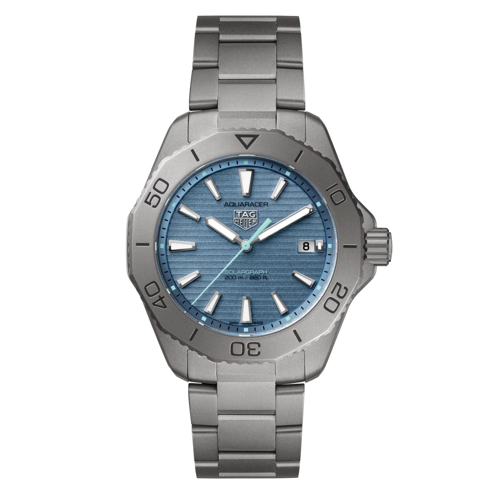 TAG Heuer Aquaracer Professional 200 Solargraph Titanium 40mm Mens Watch Blue