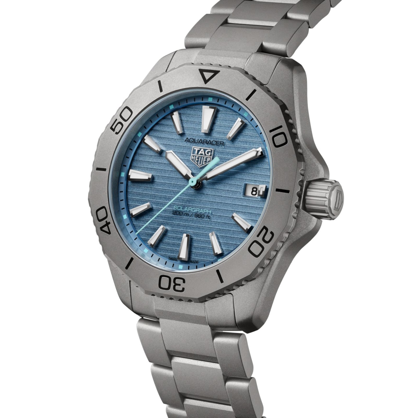 TAG Heuer Aquaracer Professional 200 Solargraph Titanium 40mm Mens Watch Blue