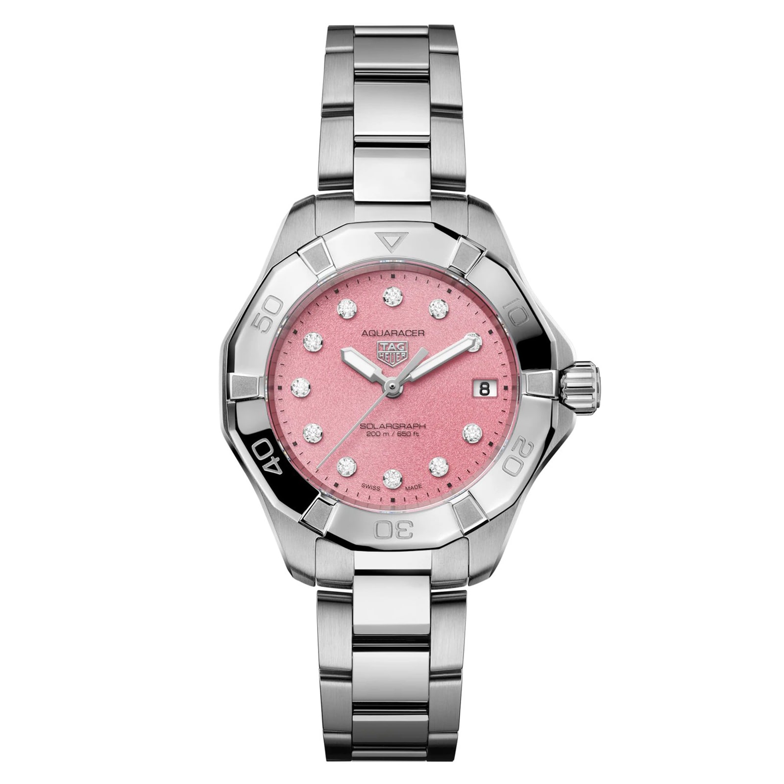 TAG Heuer Aquaracer Professional 200 Solargraph 34mm Ladies Watch Pink