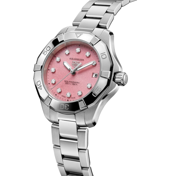 TAG Heuer Aquaracer Professional 200 Solargraph 34mm Ladies Watch Pink