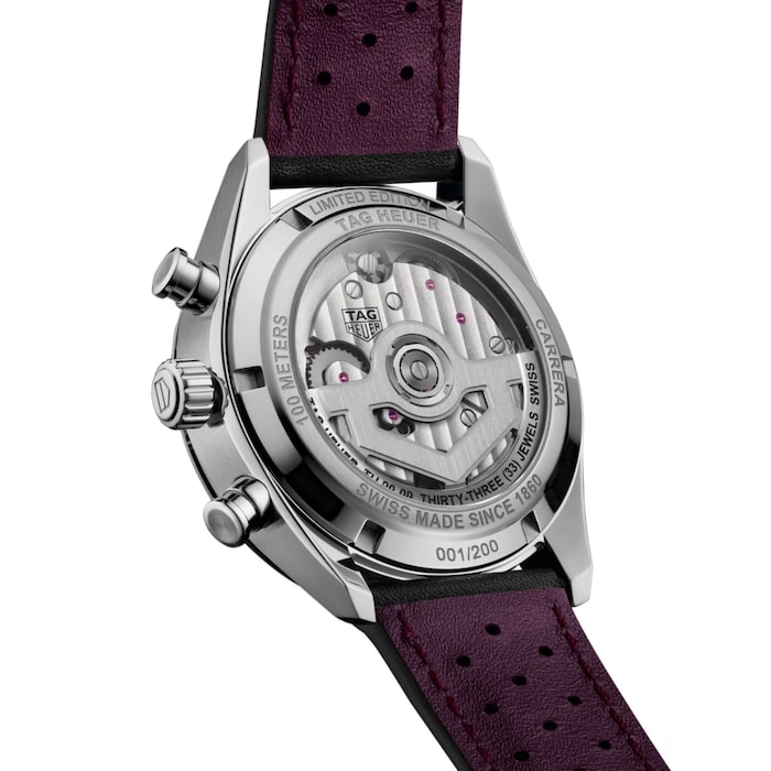 TAG Heuer Carrera Glassbox Tourbillon Limited Edition 42mm Mens Watch Purple