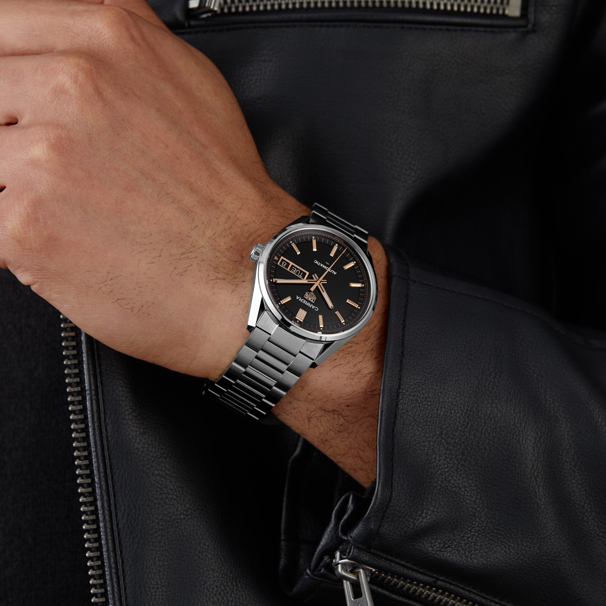 TAG Heuer Carrera Day-Date 41mm Mens Watch Black TAG Heuer Carrera Day-Date 41mm Mens Watch Black