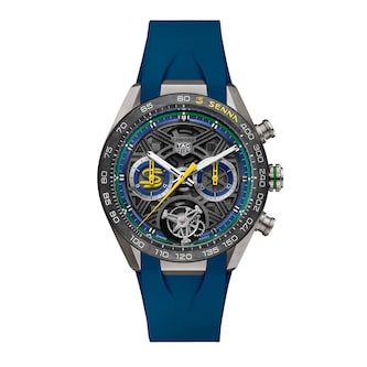 TAG Heuer Carerra Chronograph Tourbillon Extreme Sport X Senna 44mm Limited Editon Mens Watch Blue TAG Heuer Carerra Chronograph Tourbillon Extreme Sport X Senna 44mm Limited Editon Mens Watch Blue