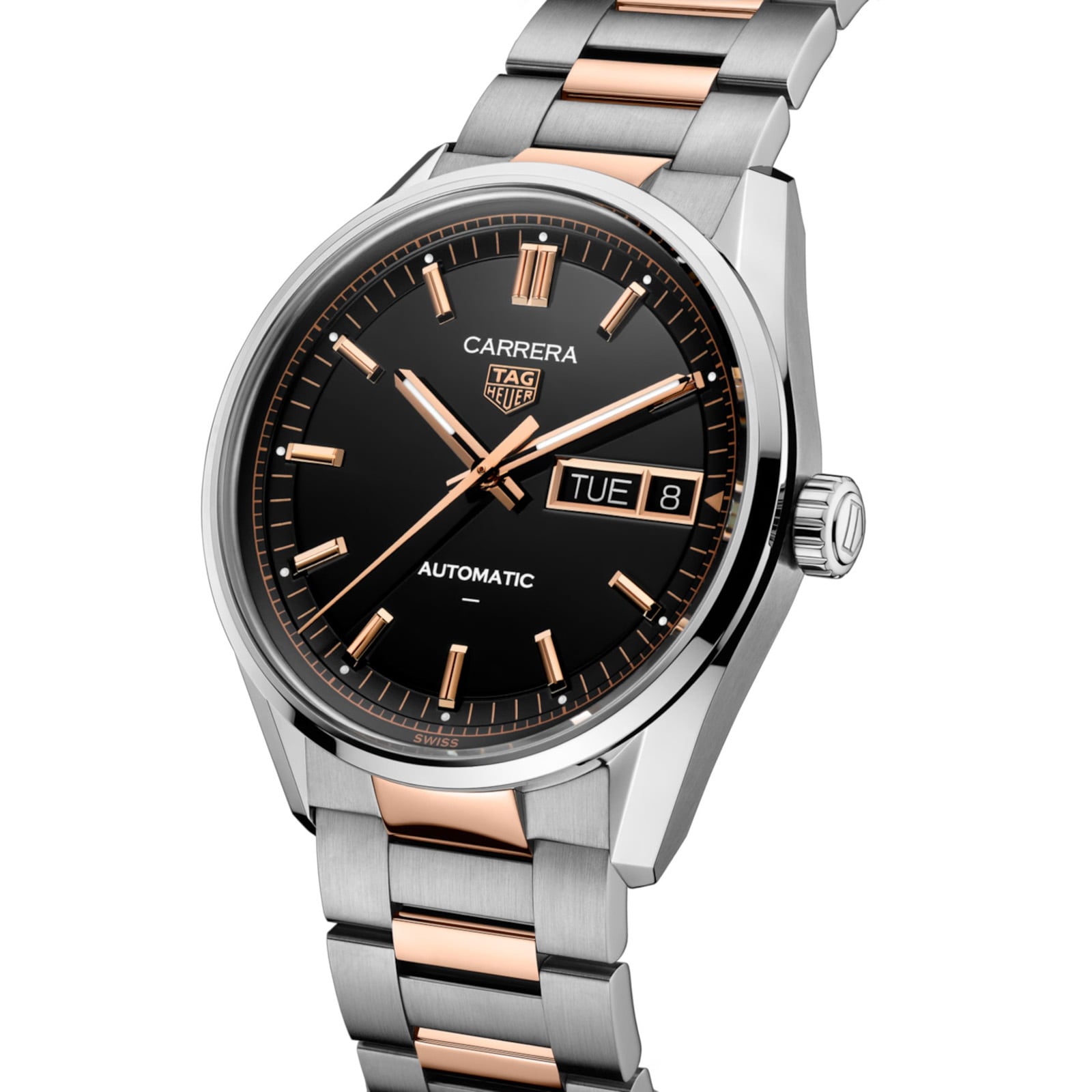 TAG Heuer Carrera Day-Date 41mm Mens Watch Black Rose Gold TAG Heuer Carrera Day-Date 41mm Mens Watch Black Rose Gold
