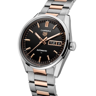 TAG Heuer Carrera Day-Date 41mm Mens Watch Black Rose Gold