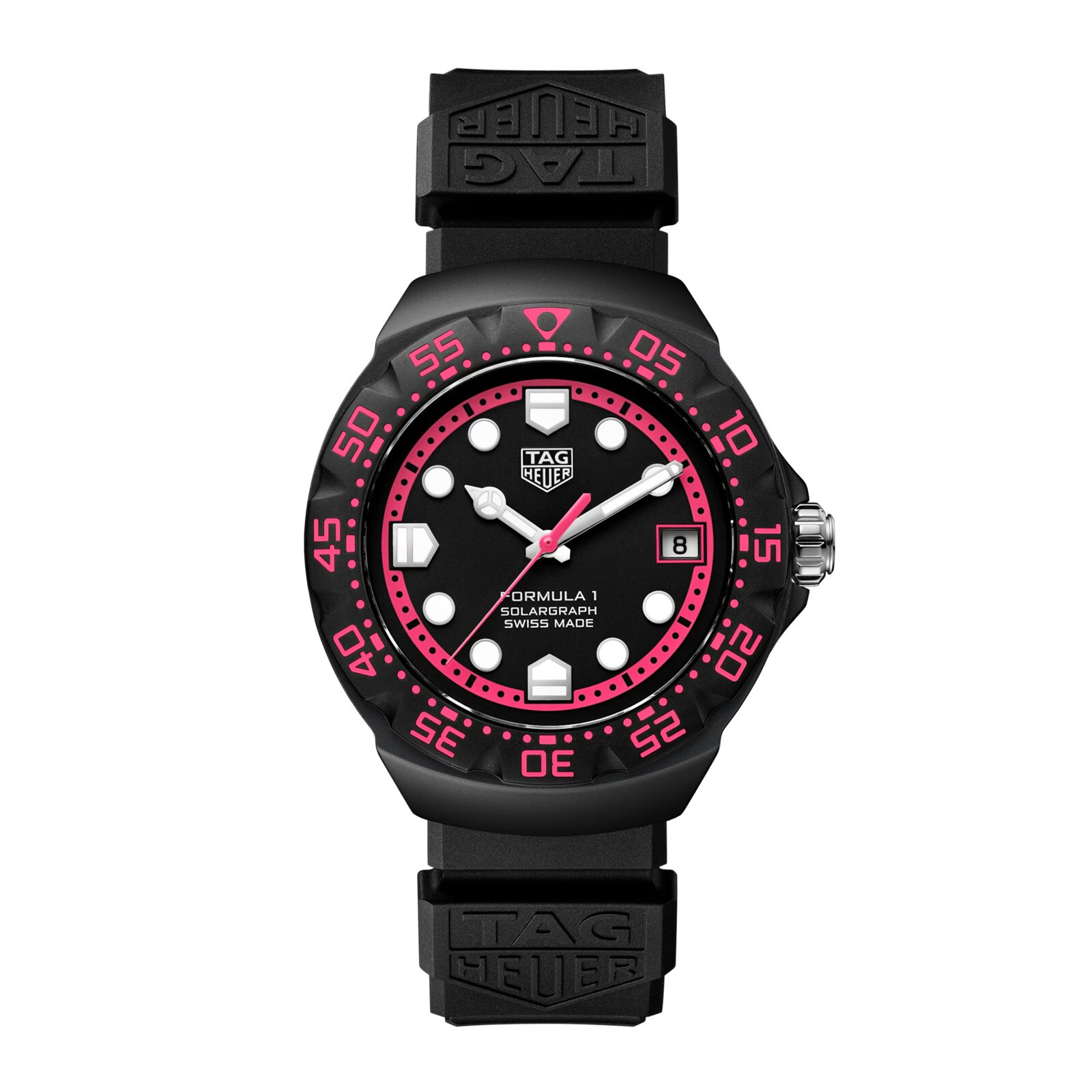 TAG Heuer Formula 1 Solargraph Limited Edition 38mm Mens Watch Black Pink TAG Heuer Formula 1 Solargraph Limited Edition 38mm Mens Watch Black Pink