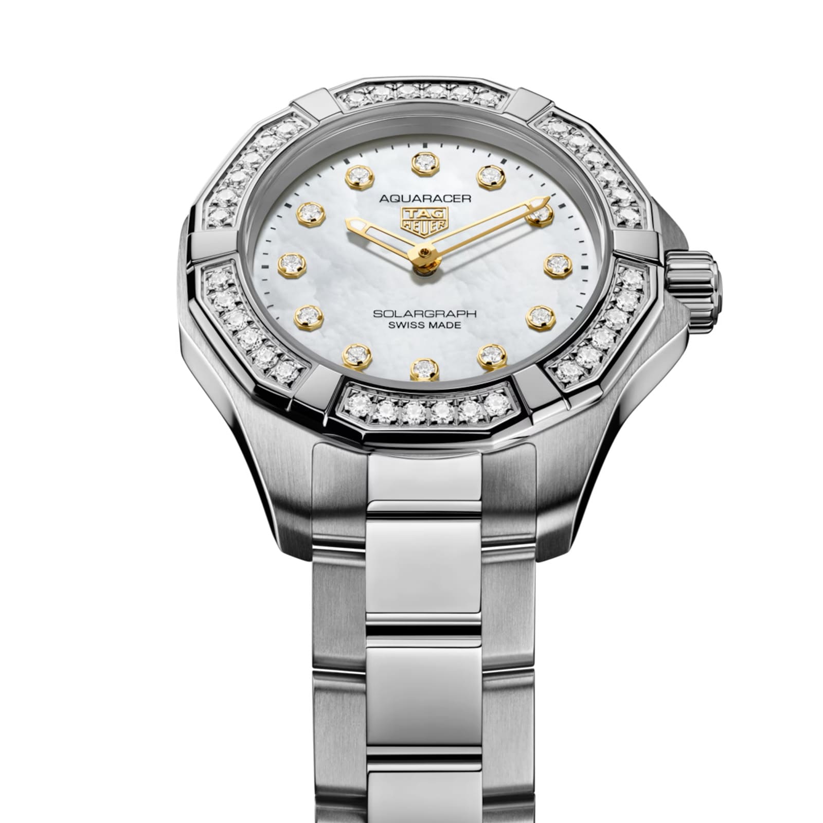 TAG Heuer Aquaracer Professional 100 Solargraph 28mm Ladies Watch White Mother Of Pearl TAG Heuer Aquaracer Professional 100 Solargraph 28mm Ladies Watch White Mother Of Pearl